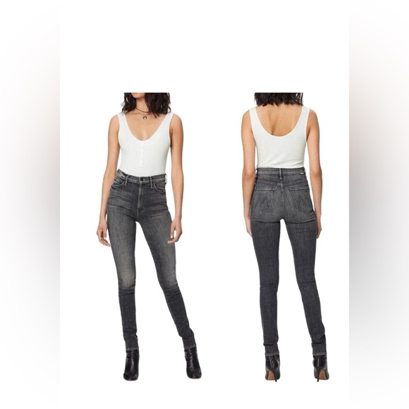 MOTHER Denim - Mother The Super Swooner Open Late Skinny Jeans Size 28 Black